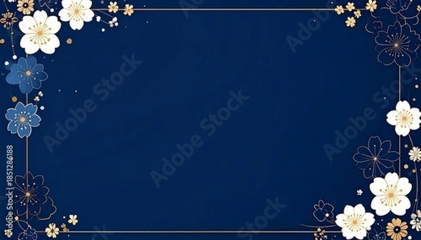 Fototapeta 紺色の和柄フレーム4