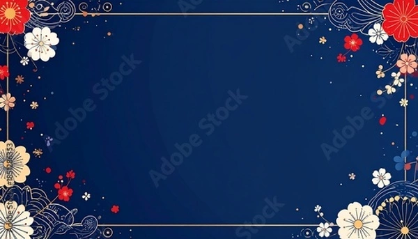 Fototapeta 紺色の和柄フレーム2