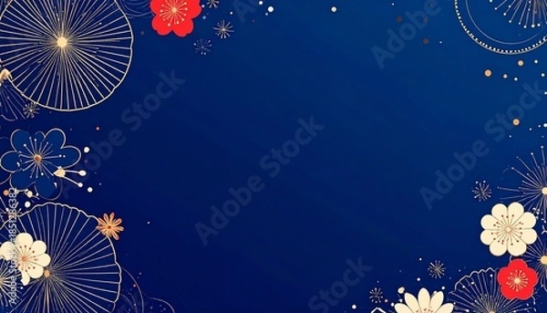 Obraz 紺色の和柄フレーム