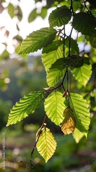 Obraz Sunlight through vibrant leaves