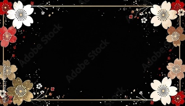 Obraz 黒の和柄フレーム