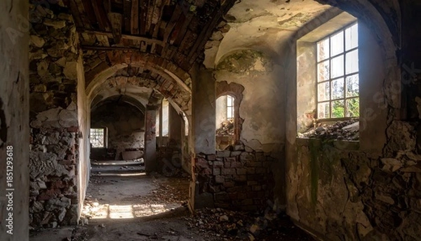 Obraz Sunlit interior of a decaying building