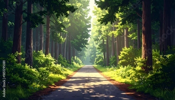 Obraz Sunlit path through a lush forest (2)