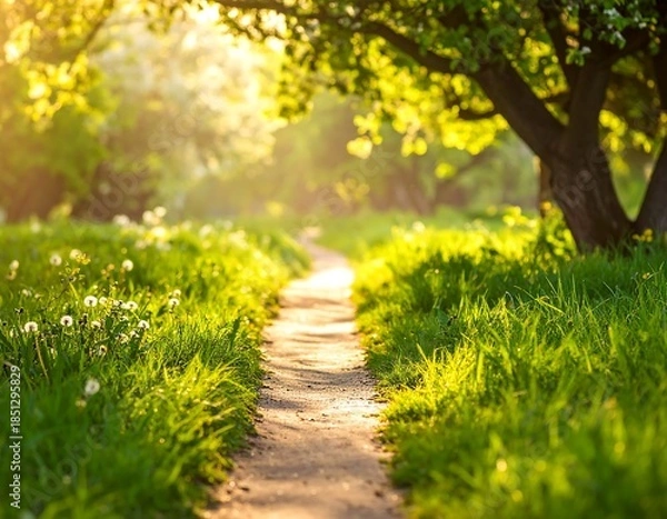 Obraz Sunlit path through a spring garden