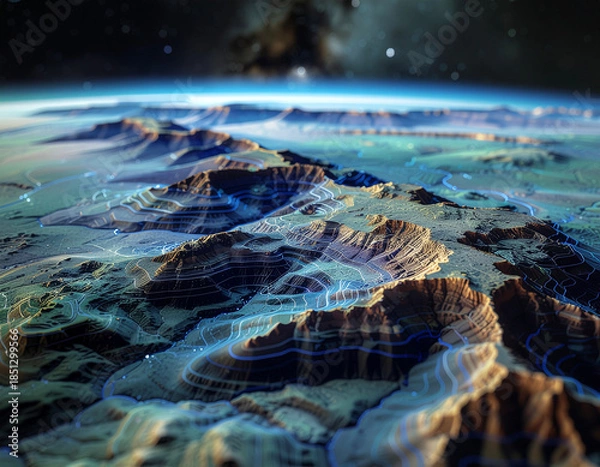 Obraz Topographic Analysis Background — Strategic Terrain Interface