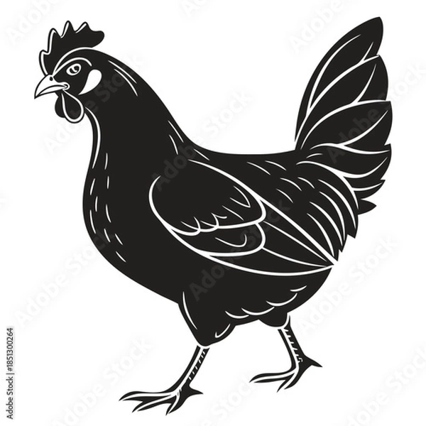 Obraz Black chicken illustration on white background Vector