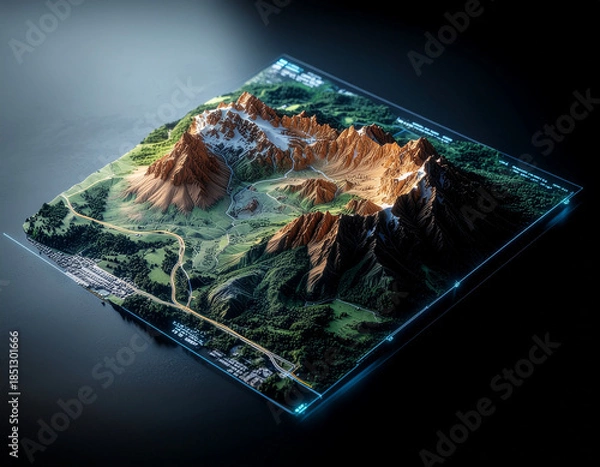 Obraz Divided Terrain Surface — Minimal Strategic Landscape