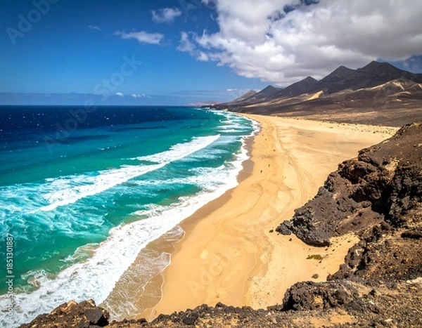 Obraz Sunny beach scene with turquoise water (1)