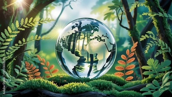Obraz Globe in lush forest