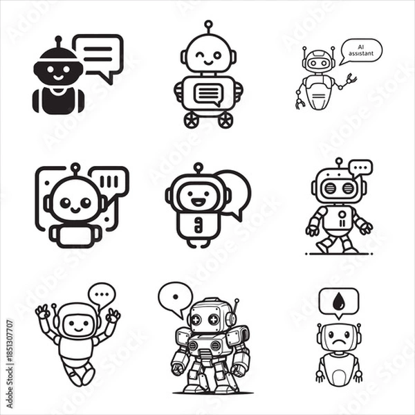Fototapeta Help Bot AI Chatbot Robot Speech Bubble