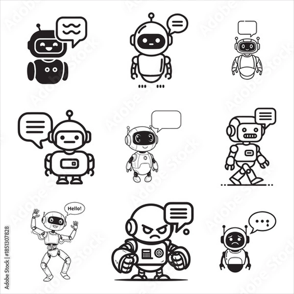 Fototapeta UI AI Chatbot Robot Assistant Speech Bubble