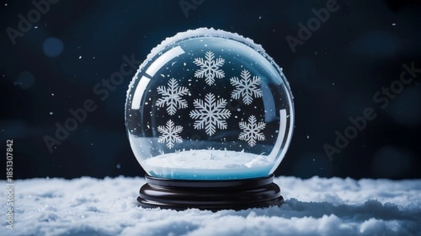Obraz Winter snow globe with snowflakes