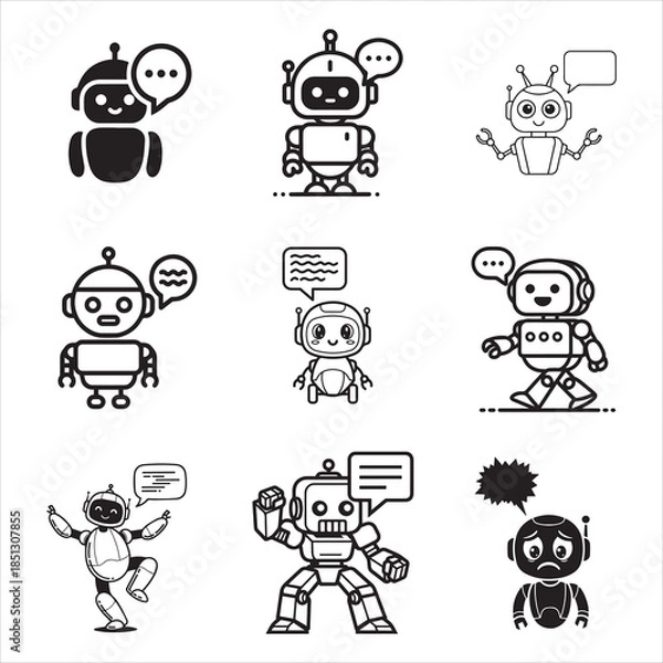 Fototapeta Helpdesk AI Chatbot Robot Assistant Speech Bubble