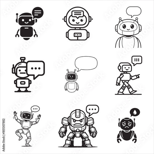 Fototapeta Innovative AI Chatbot Robot Assistant Speech Bubble