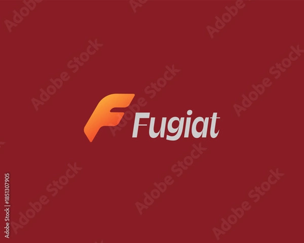 Fototapeta Abstract letter F gradient vector logo. Creative monogram or logotype.