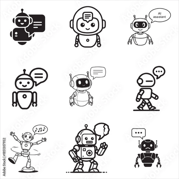 Fototapeta Conversational AI Chatbot Robot Assistant Speech Bubble
