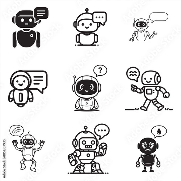 Fototapeta Bot AI Chatbot Robot Assistant Speech Bubble Vector