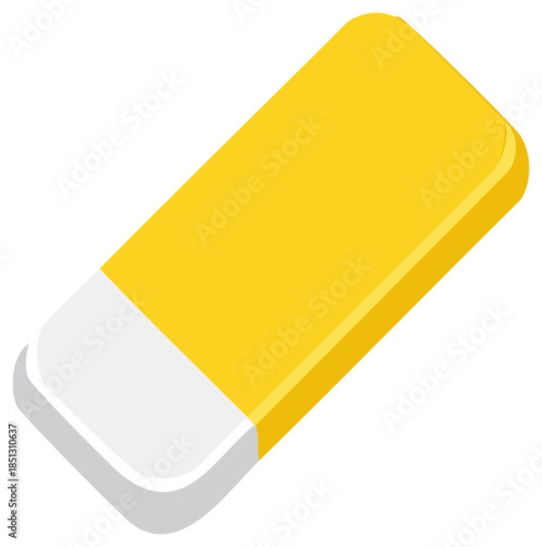 Obraz Rectangular Eraser Vector Illustration, Yellow Body and White End Section, Isometric View, Clean Design
