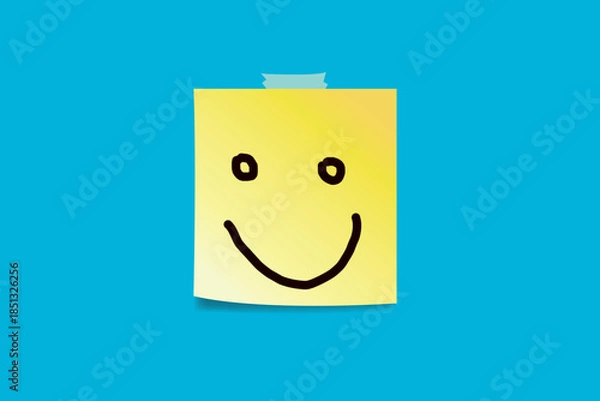 Obraz Happy faces drawn on sticky notes.