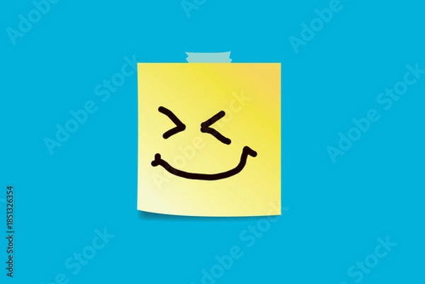 Obraz Happy faces drawn on sticky notes.