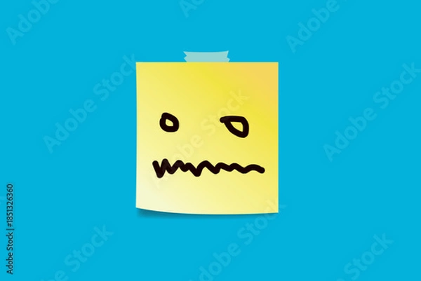 Obraz Angry faces drawn on sticky notes.