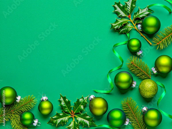 Obraz green christmas background with balls