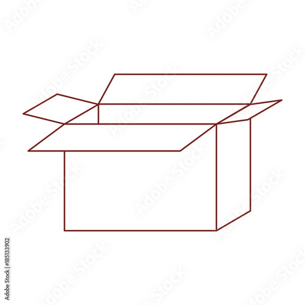 Obraz opened cardboard box icon in dark red contour
