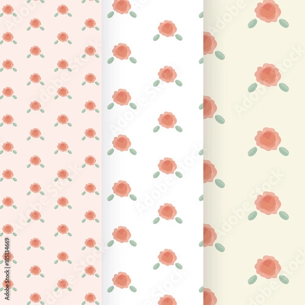 Fototapeta  Seamless vector pattern of flower on color background. 