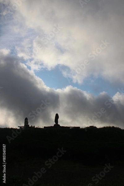 Obraz 『熊本県阿蘇市”大観峰”阿蘇の自然と雲』　大観峰展望台からの眺望　山と街並み