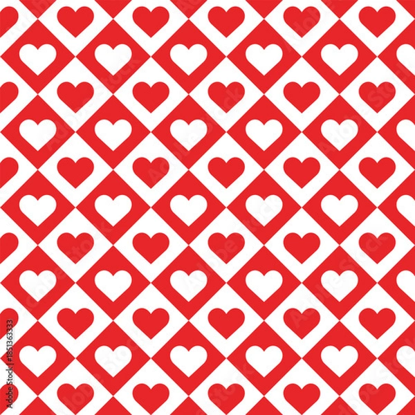 Obraz Vector Valentine's Background With Heart On Checkered Background