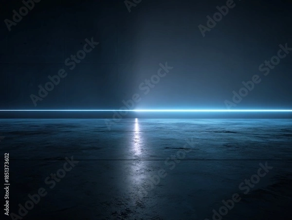 Obraz Abstract Dark Blue Concrete Room with Neon Lighting at Floor Level