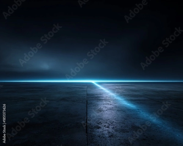 Obraz Abstract Dark Blue Horizon with Concrete Ground and Neon Light