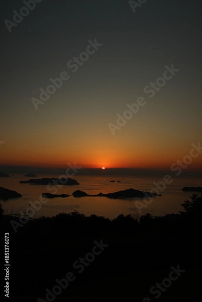 Obraz 海と夕日『SDGs 地球の神秘　マジックアワー』海とソラ！輝く太陽のヒカリ！日本　山口県