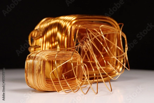Fototapeta Copper windings different sizes from electric current transformers
