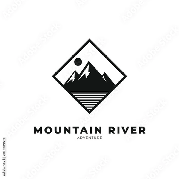 Obraz mountain river logo design concept label badge