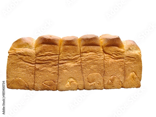 Fototapeta Large Bread loaf. Crispy Baked golden color. isolated on white background with clipping path