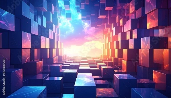 Obraz 3d rendering of cube abstract geometric background. technology concept