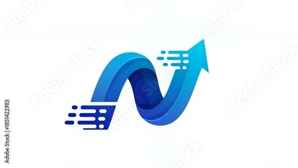 Fototapeta 成長と加速を表現したアルファベットNの未来的で立体的なビジネスアイコン