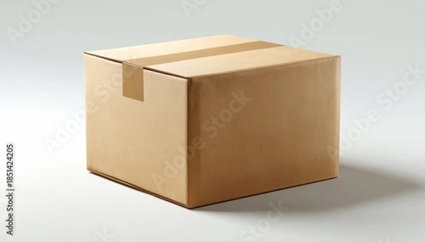 Obraz A beige cardboard box sits on a plain white surface