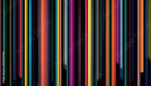 Obraz Vertical colorful stripes on black background