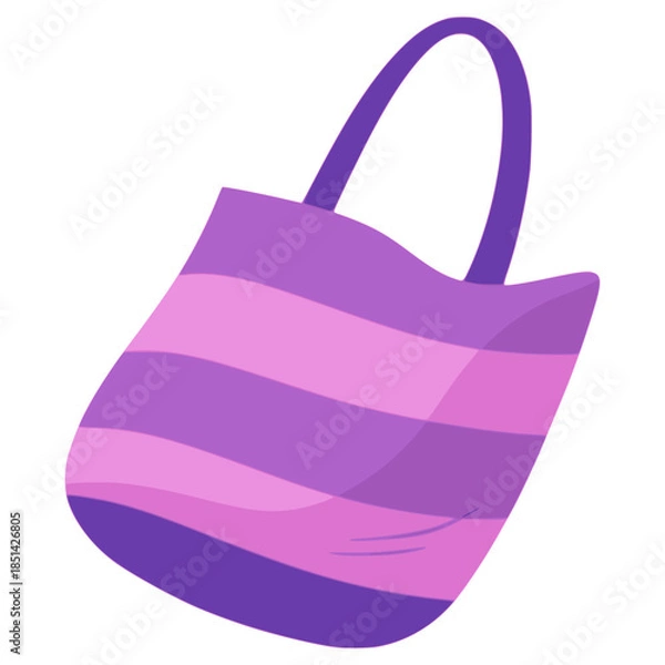 Obraz fabric grocery bag durable eco green flat color vector illustration template design