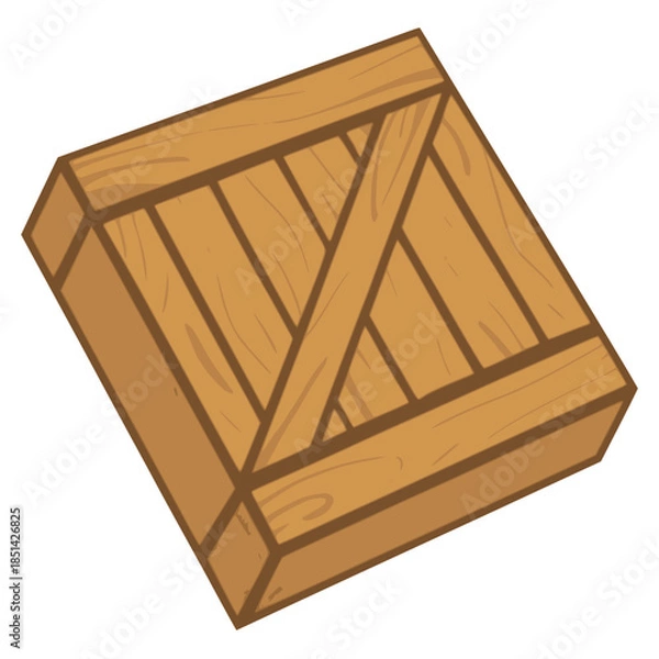 Obraz wooden crate packaging flat color vector illustration template design