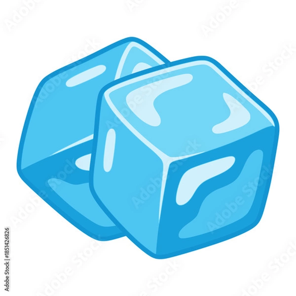 Obraz cartoon ice cube cold drink beverage flat color vector illustration template design