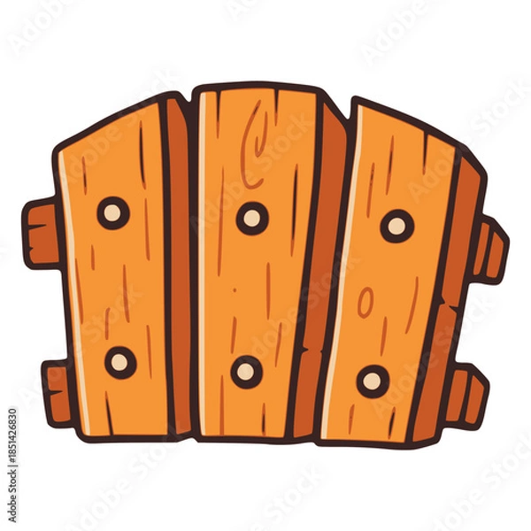 Obraz wooden fence gate security safety flat color vector illustration template design