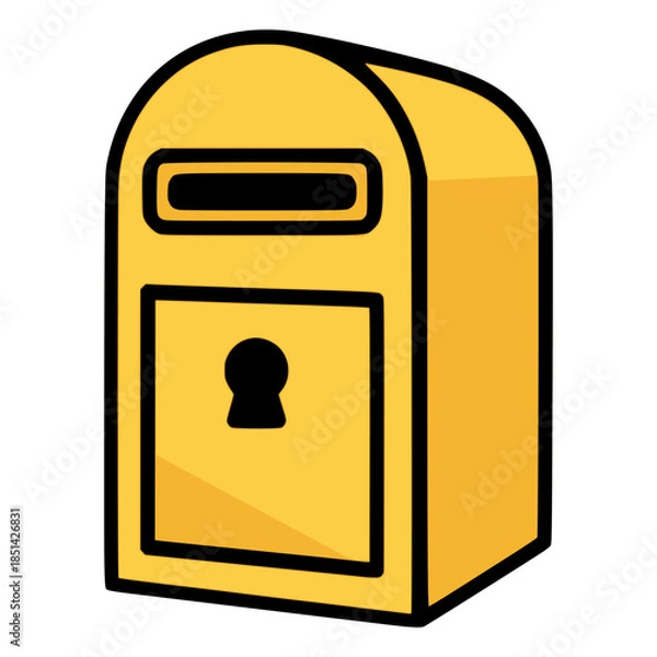 Obraz yellow mail box letter mail flat color vector illustration template design