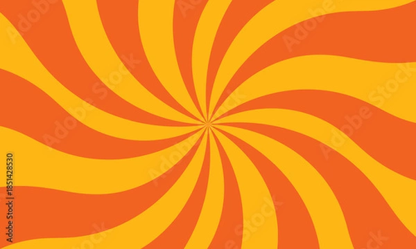 Fototapeta Vector background with rounded orange light rays