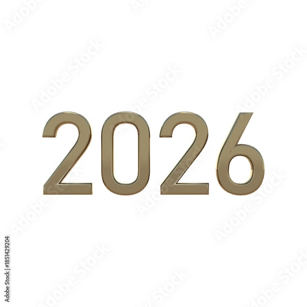 Obraz 2026 3DCG レンダリング画像 数字 年 透過PNG