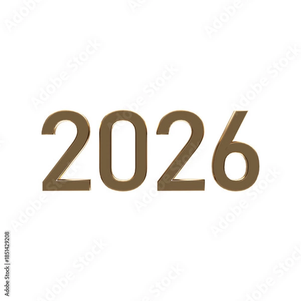 Obraz 2026 3DCG レンダリング画像 数字 年 透過PNG
