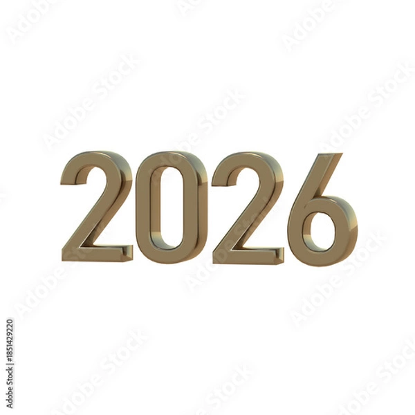 Obraz 2026 3DCG レンダリング画像 数字 年 透過PNG