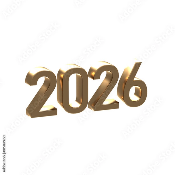 Obraz 2026 3DCG レンダリング画像 数字 年 透過PNG